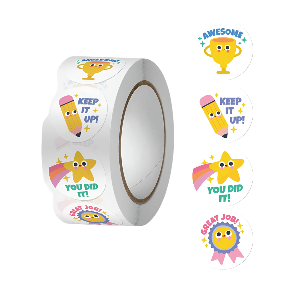 Roll of colorful reward stickers