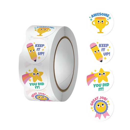Roll of colorful reward stickers